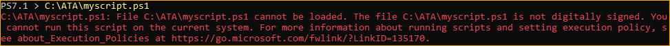 Running a script with errors regarding the digital signature