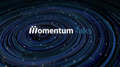 Momentum Talks introduction video banner with small logo