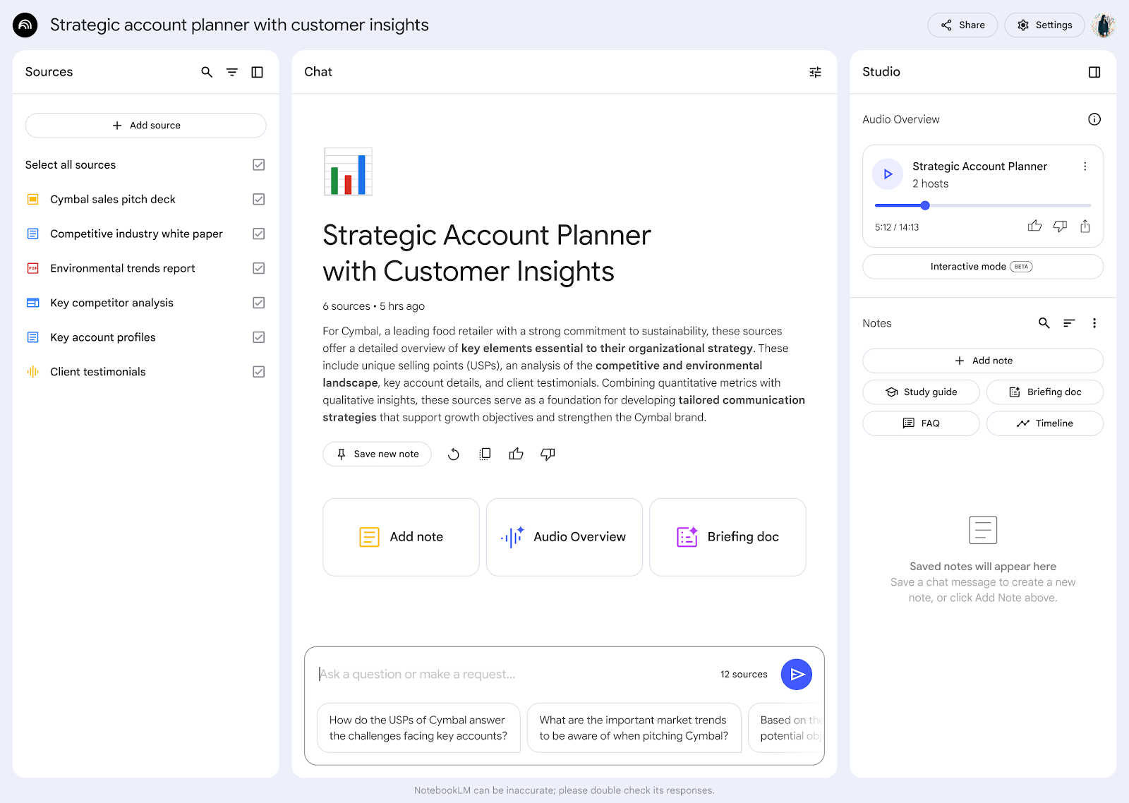 example of a strategic account planner and customer insights in NLM Plus