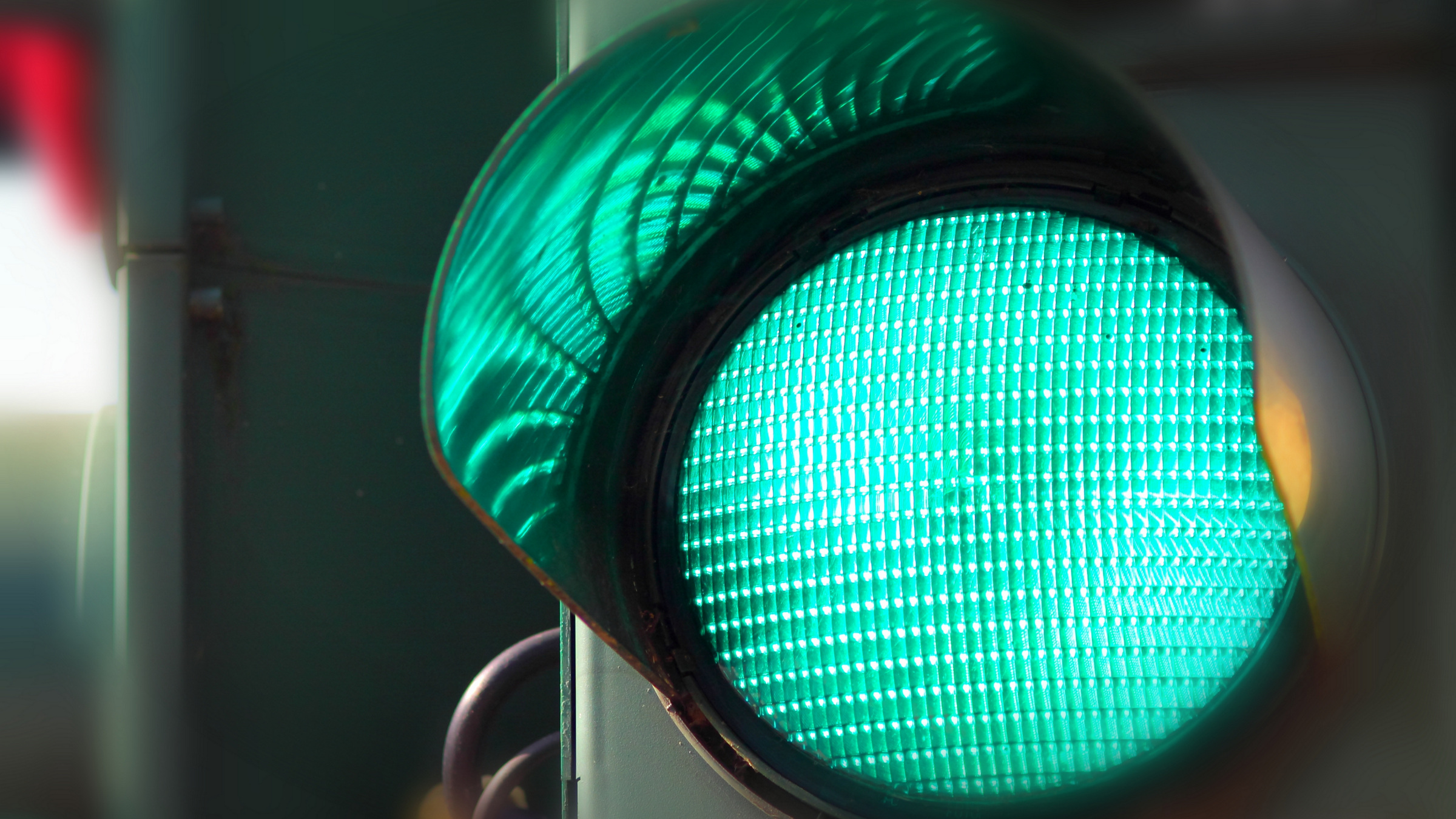 closeup of green traffic light