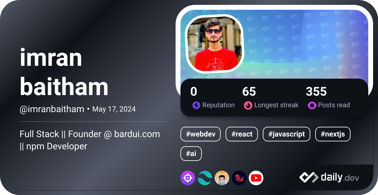 imran baitham's Dev Card