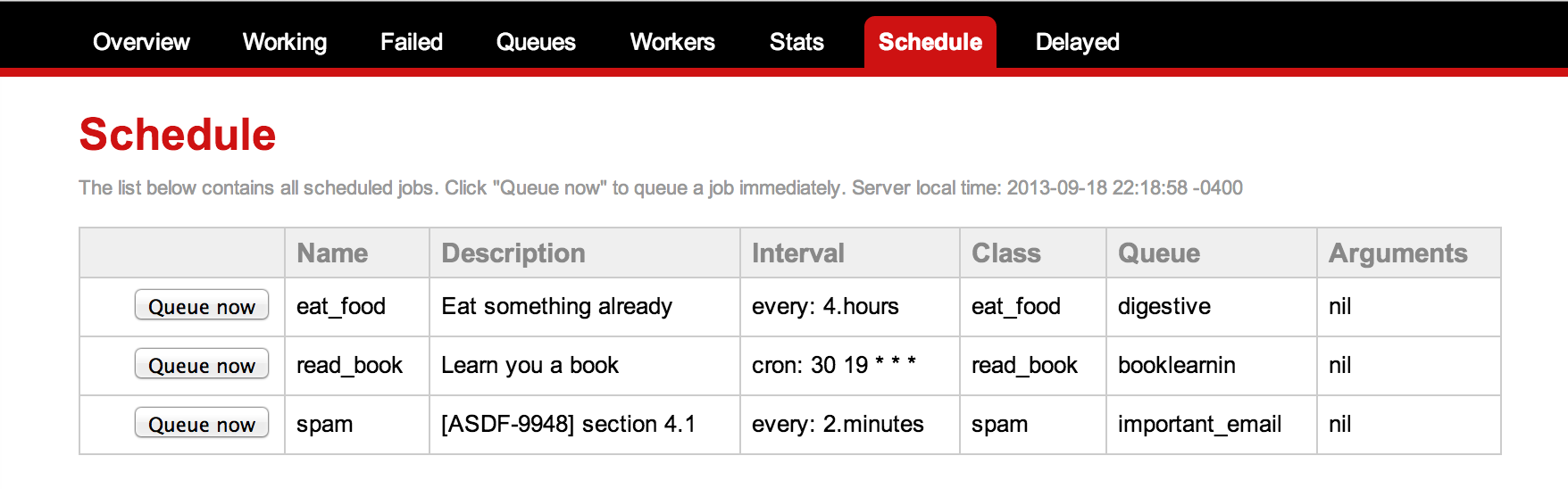 The Schedule Tab