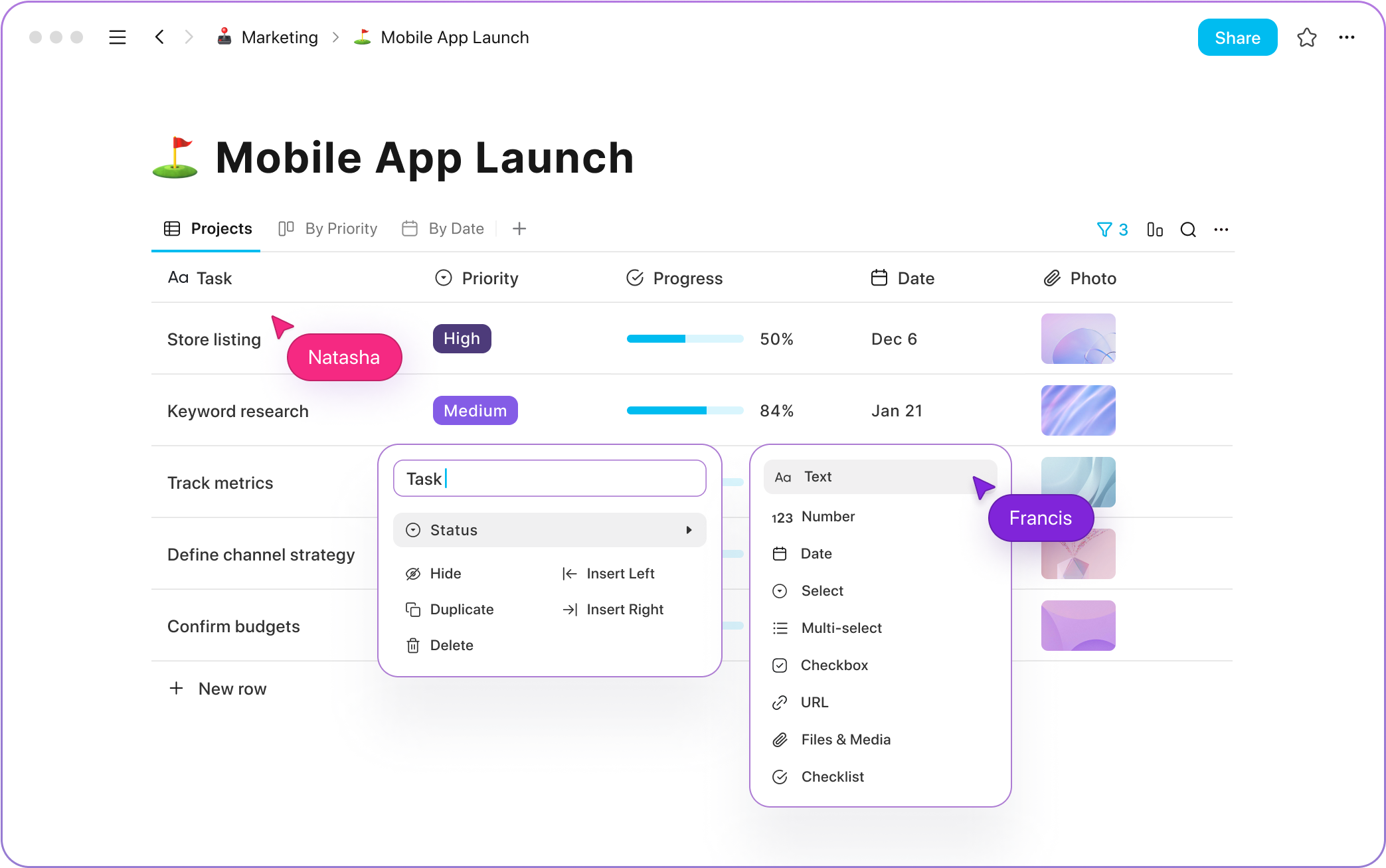 AppFlowy Databases for Tasks and Projects