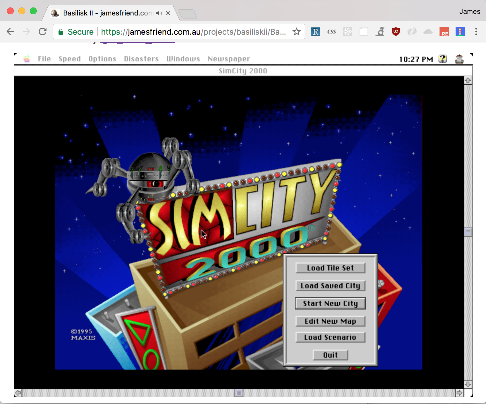 Screenshot of Basilisk II in the browser