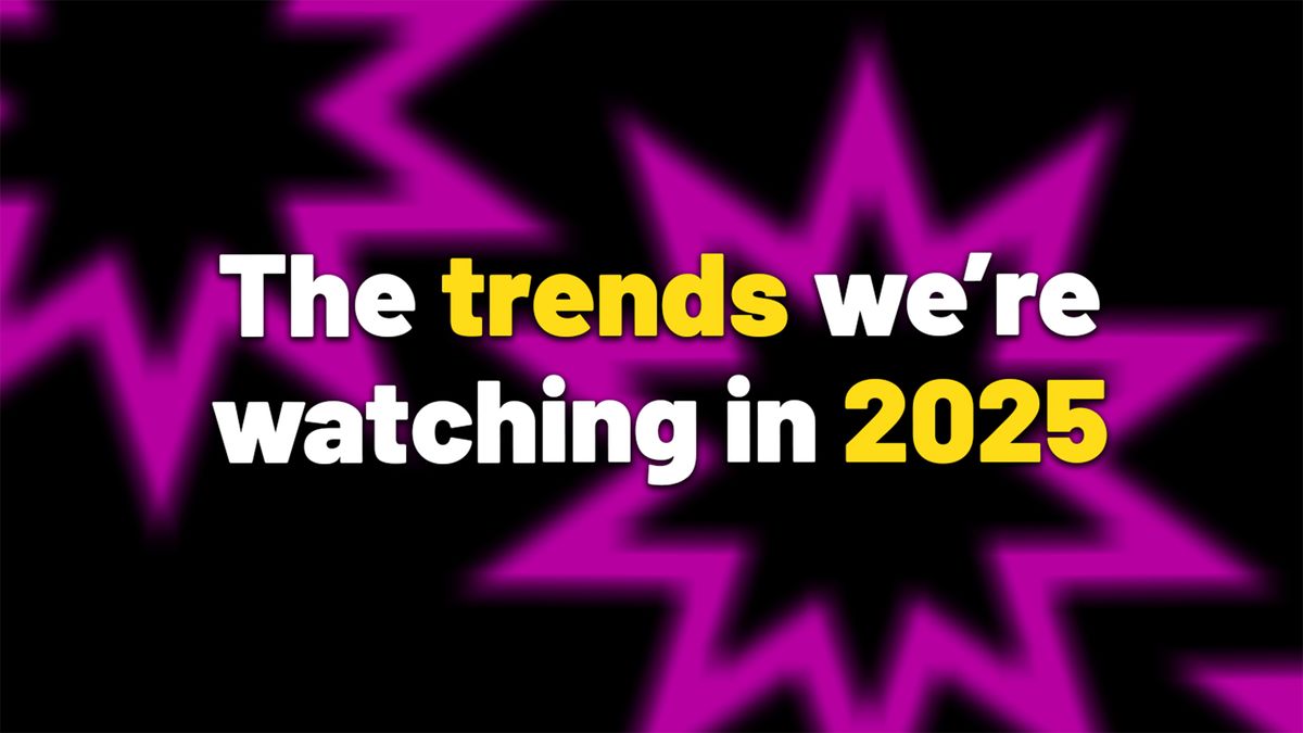 Text &quot;the trends we&#039;re watching in 2025&quot; overlaid on pink explosions