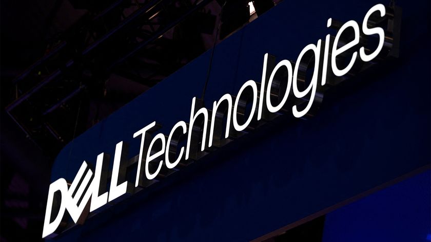 Dell Technologies logo and branding pictured at the company&#039;s stall at Mobile World Congress (MWC)