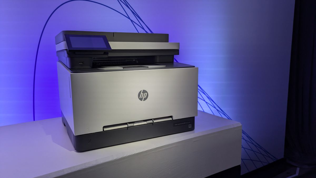 A HP inkjet printer on stage at Imagine 2024