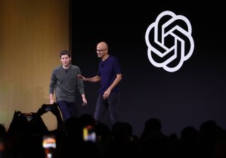 OpenAI and Microsoft CEO's Sam Altman and Satya Nadella at OpenAI's inaugural developer conference