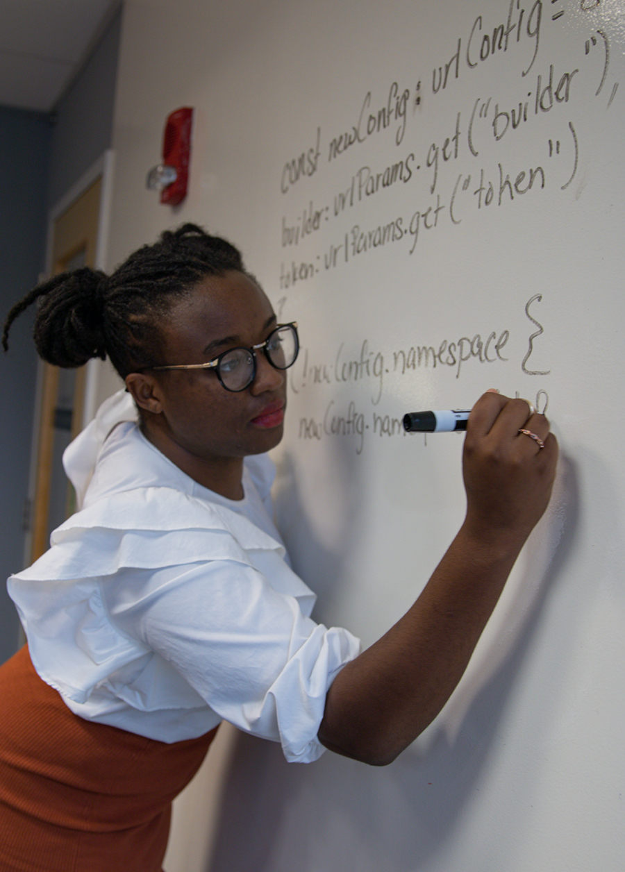 rc student using whiteboard
