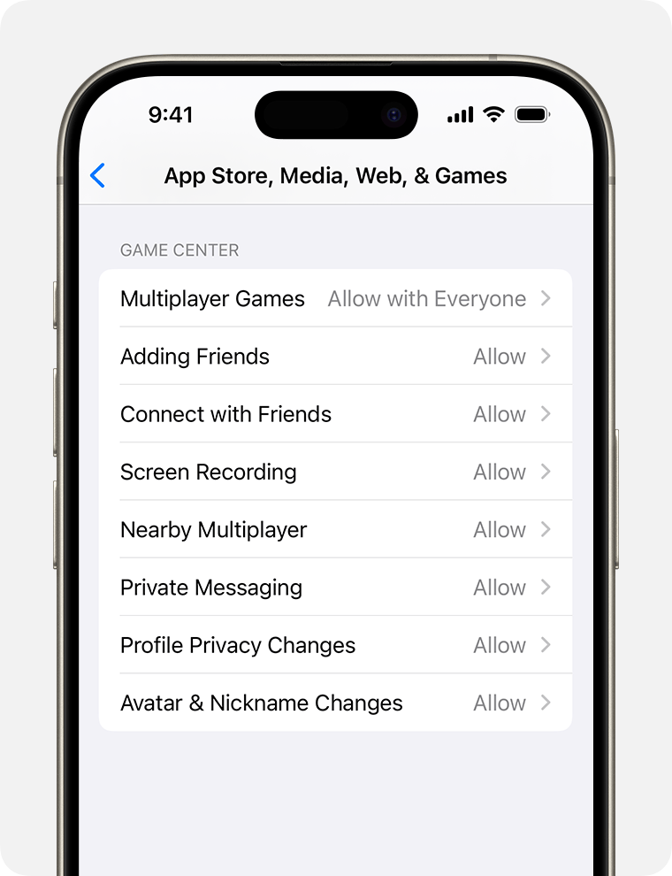 iPhone screen showing Content Restrictions options for parental controls