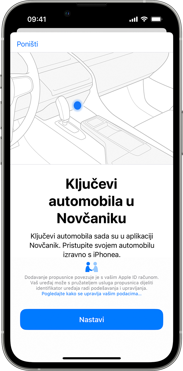 Ključevi automobila u aplikaciji Novčanik