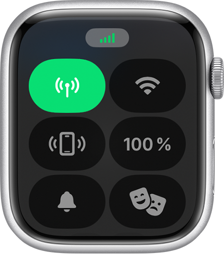 Apple Watch-Kontrollzentrum zeigt eine Mobilfunkverbindung an