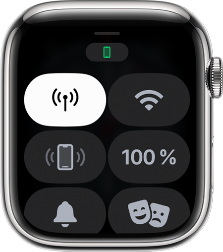 Centre de contrôle sur Apple Watch.