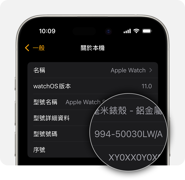 iPhone 畫面顯示 Apple Watch 一般設定