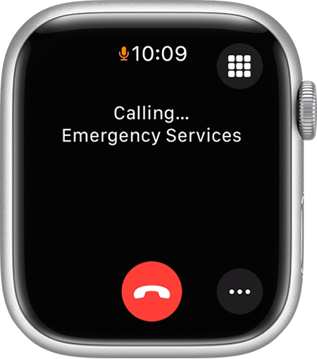 Apple Watch screen showing a call to the Emergency Services