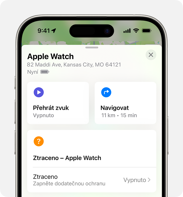 Na iPhonu přepněte Apple Watch do režimu ztráty.