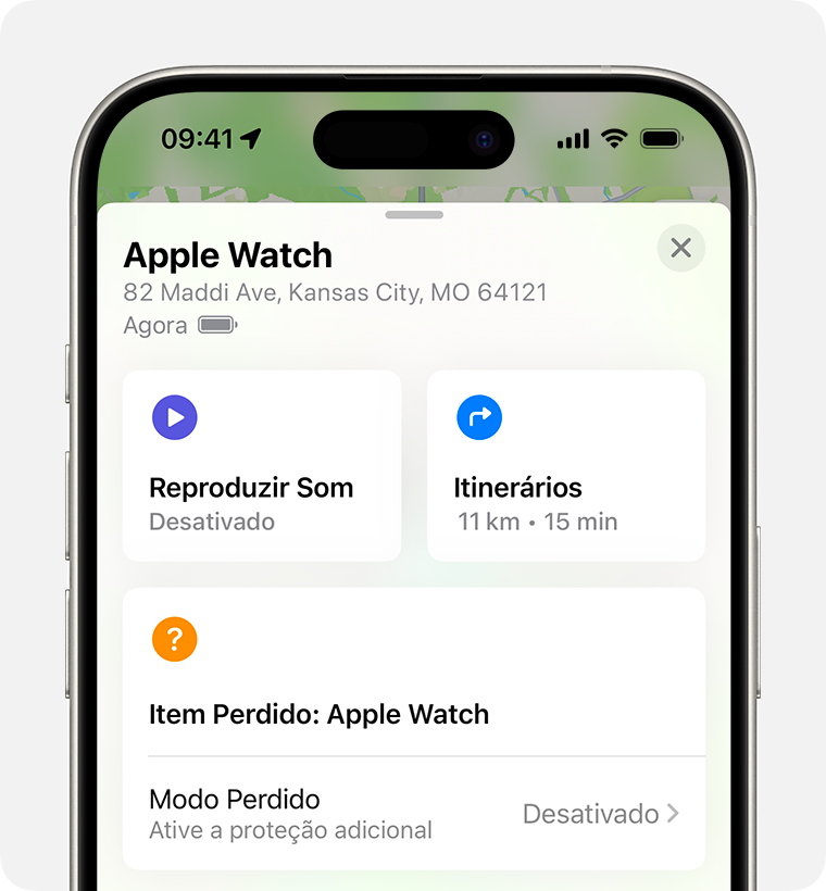 No iPhone, ative o Modo Perdido para o seu Apple Watch.