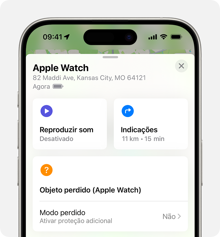 No iPhone, ative o Modo perdido do Apple Watch.