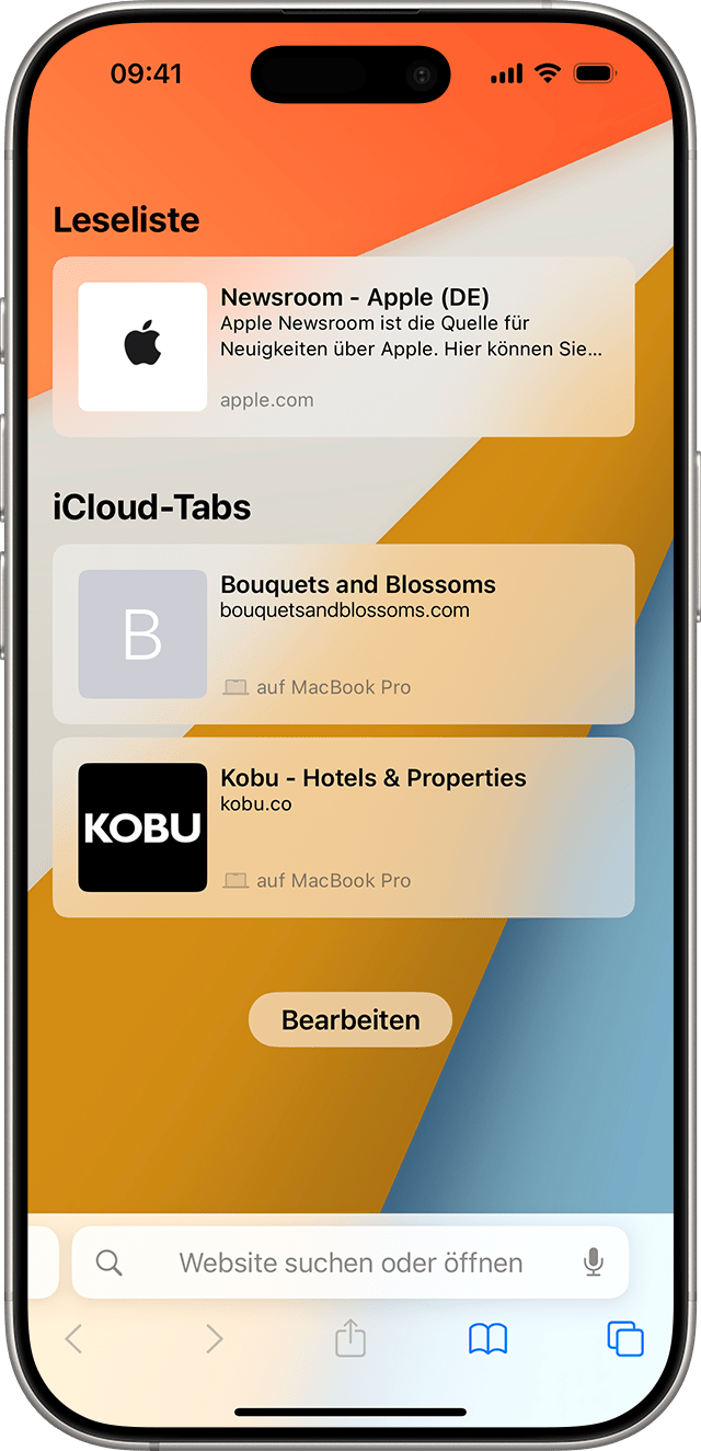 iPhone mit iCloud-Tabs in Safari