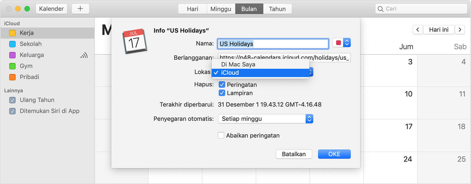 US Holidays Info setting within iCloud calendar