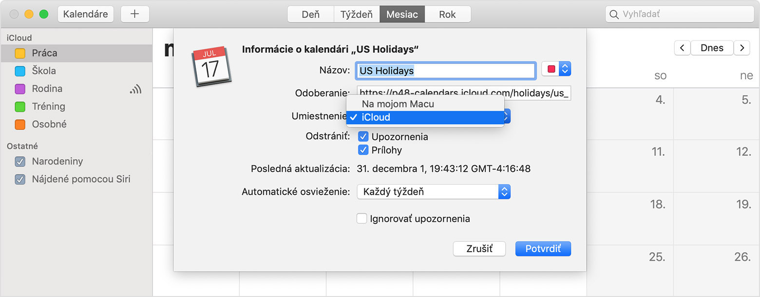 US Holidays Info setting within iCloud calendar