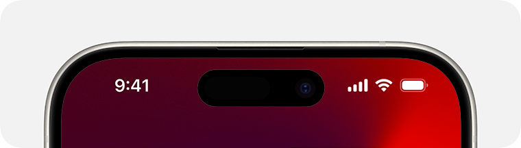 The status bar on an iPhone 15