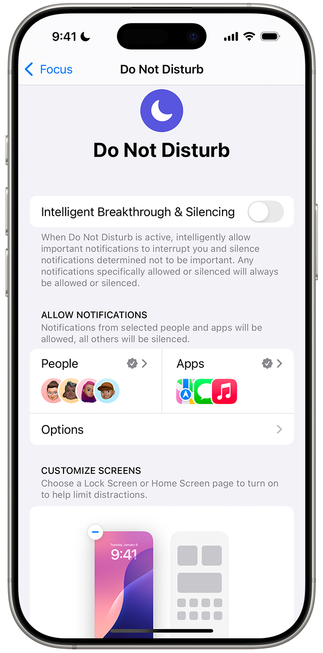 On iPhones with Apple Intelligence, you can turn on Intelligent Breakthrough & Silencing in Settings > Focus.