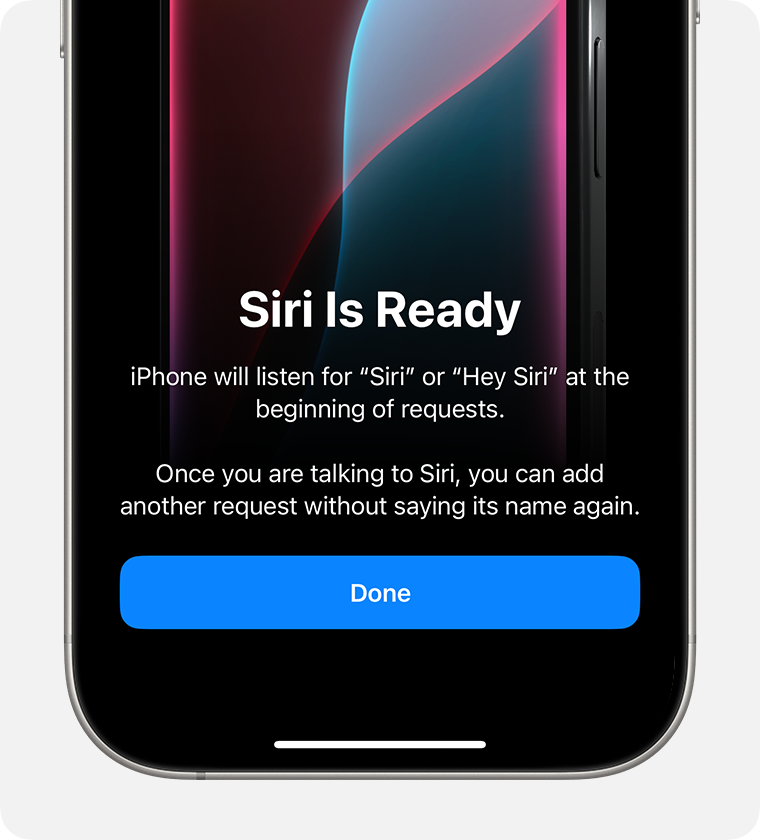 Siri is Ready screen in dark mode