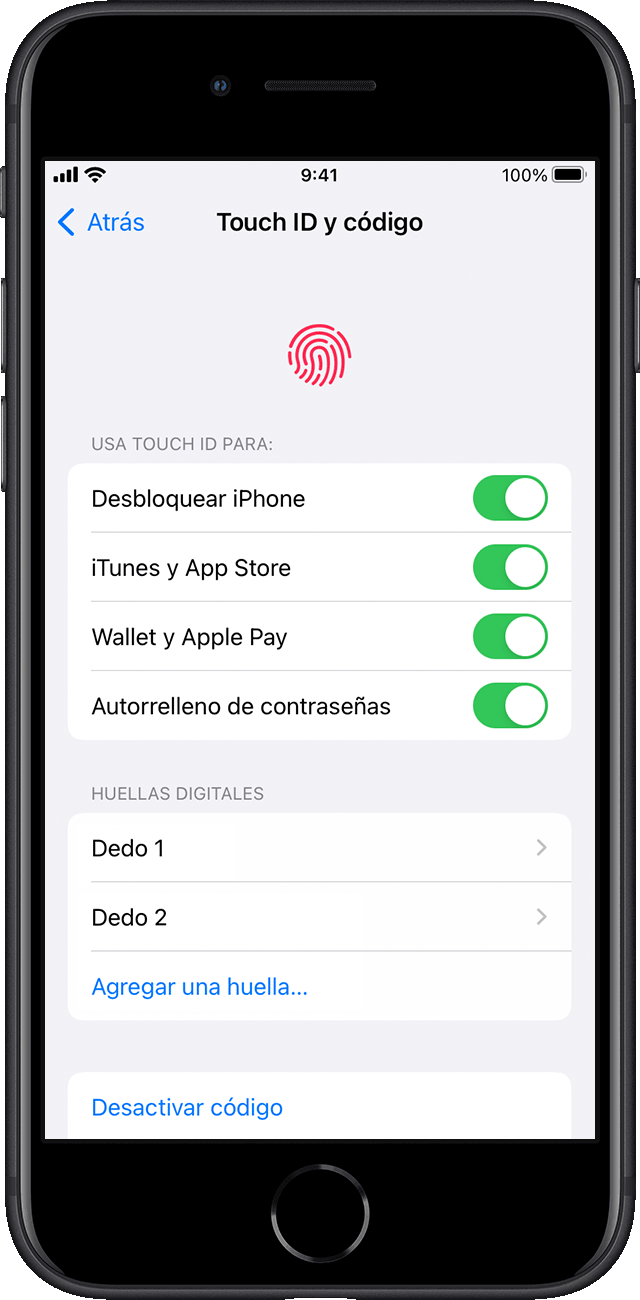 iOS15-iPhone-SE-configuración-Touch-ID-código