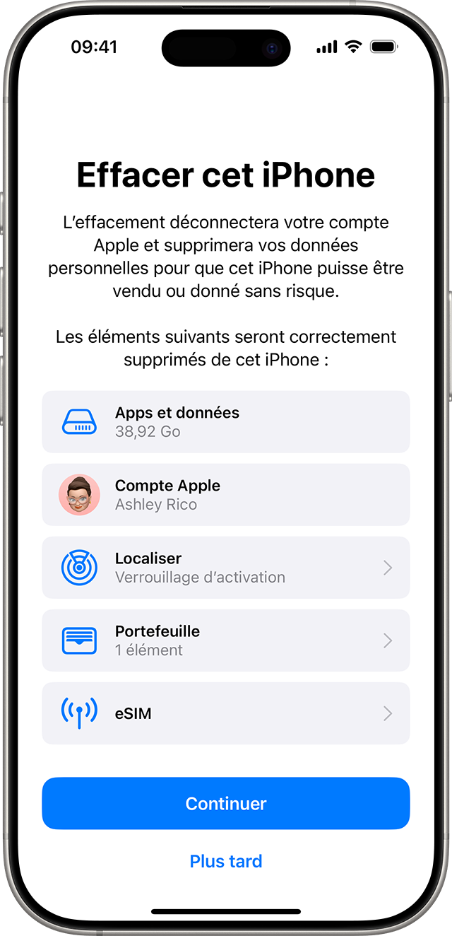 Un iPhone vous demandant de confirmer que vous souhaitez effacer les données de votre appareil