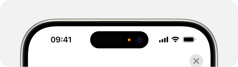 Als een oranje indicator verschijnt in de statusbalk van je iPhone, is de microfoon in gebruik.