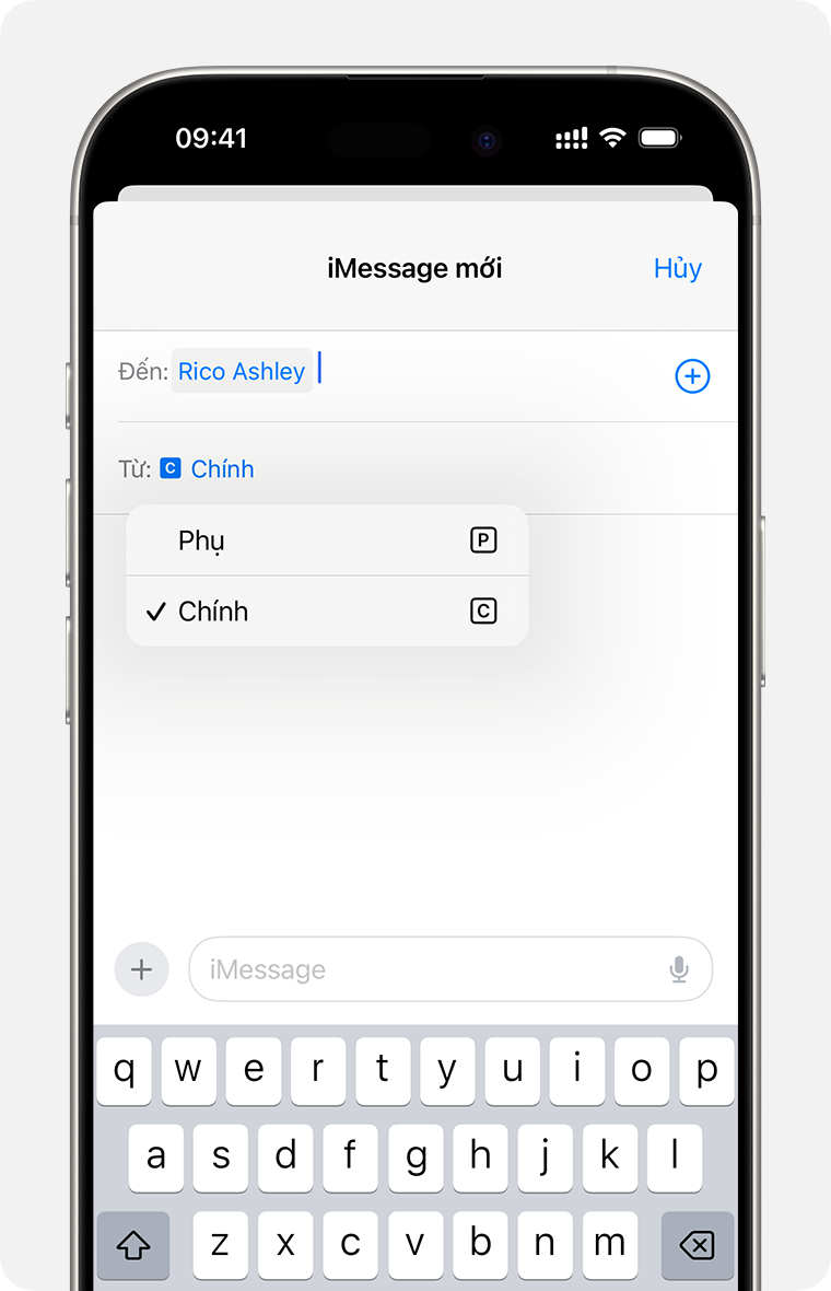 Chọn số điện thoại trong eSIM kép để gửi tin nhắn iMessage hoặc SMS/MMS