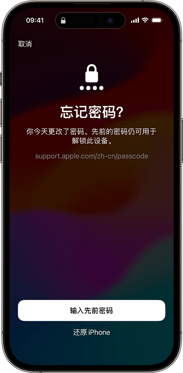 当你在 iOS 17 或更高版本中更改设备密码后，你可以暂时使用旧的设备密码来解锁设备。