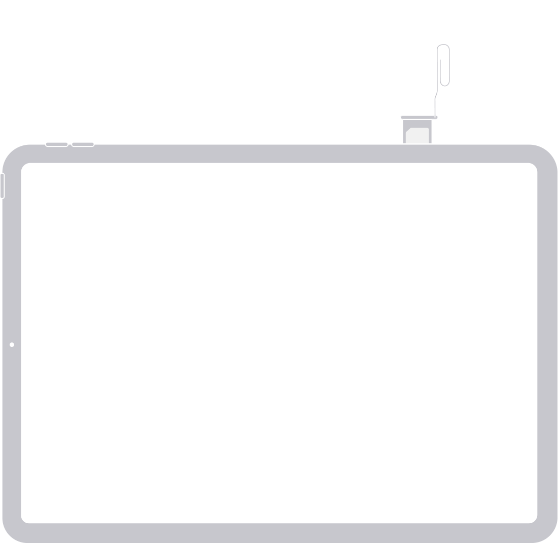 Image of iPad with SIM tray location on right side near the bottom.