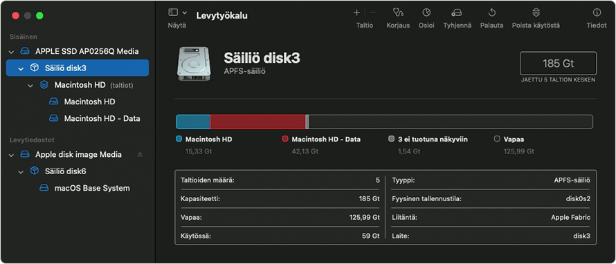 Levytyökalu: Säiliöt ja taltiot