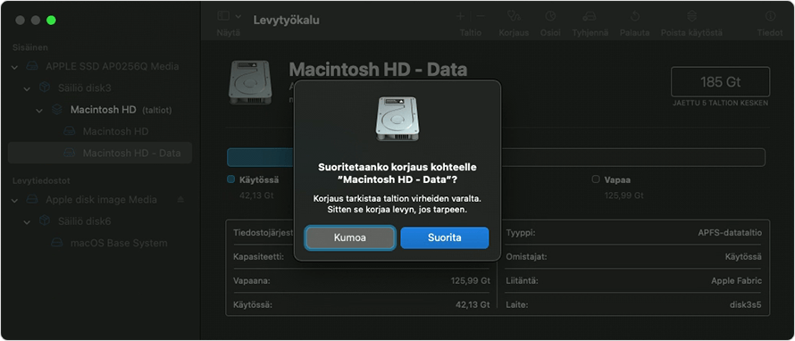 Levytyökalu: Suoritetaanko korjaus?