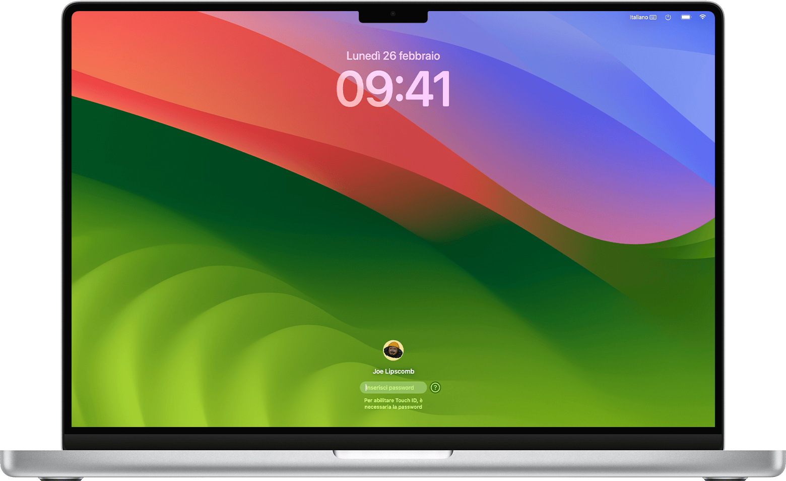 Finestra di accesso in macOS Sonoma
