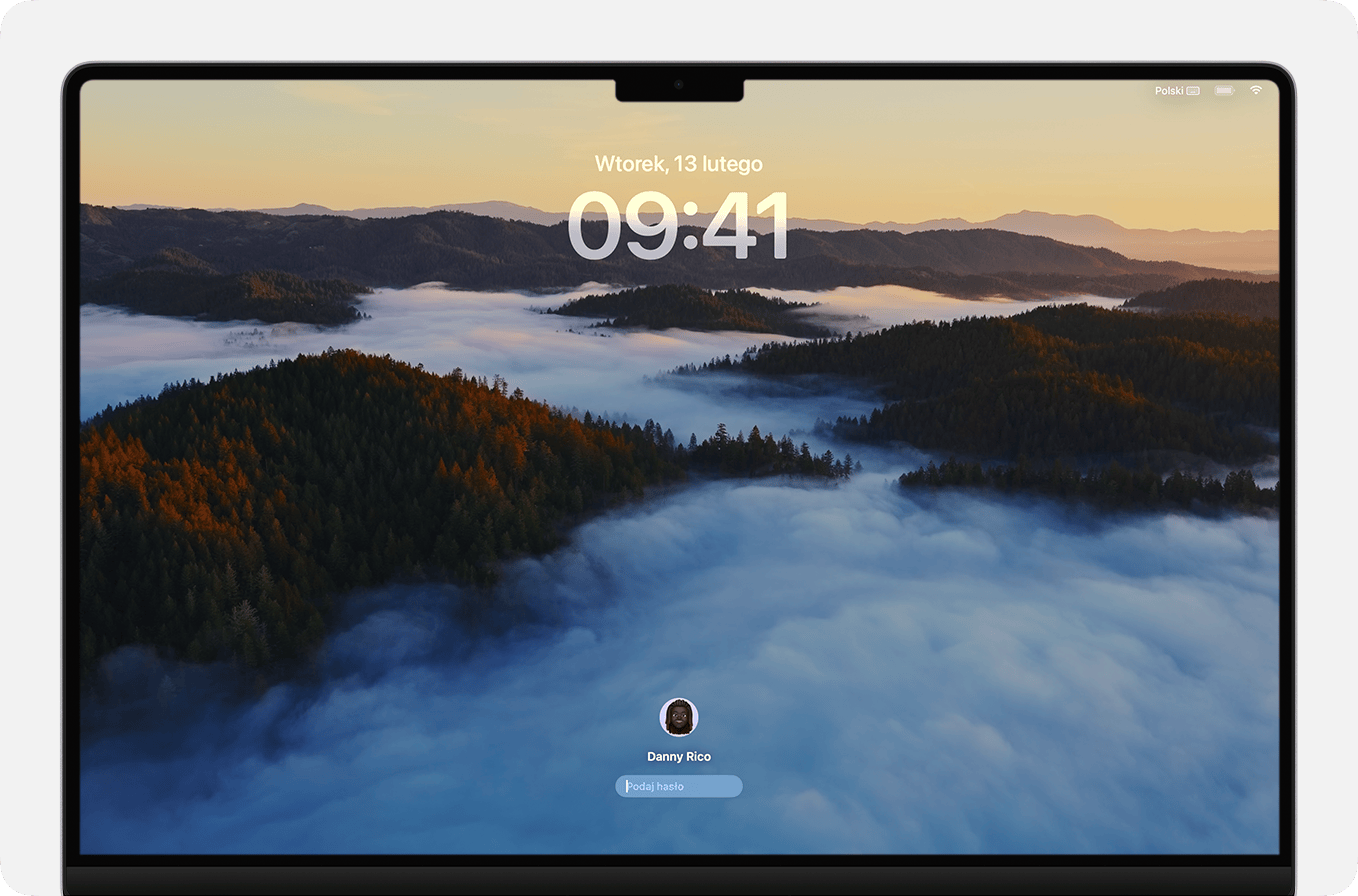 Ekran logowania użytkownika w systemie macOS Sonoma