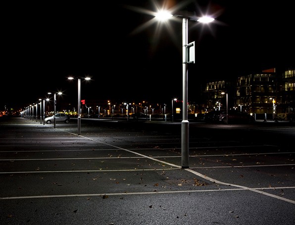 Parking lot with lights