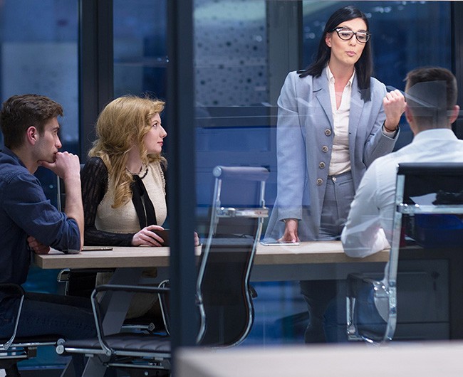 Startup Business Team At A Meeting at modern office building