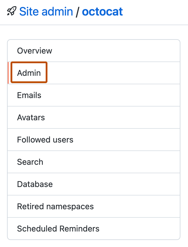 Screenshot der linken Randleiste der Seite „Websiteadministrator“. Die Menüoption „Administrator“ ist orange umrandet.