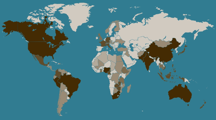 Map of grant distribution