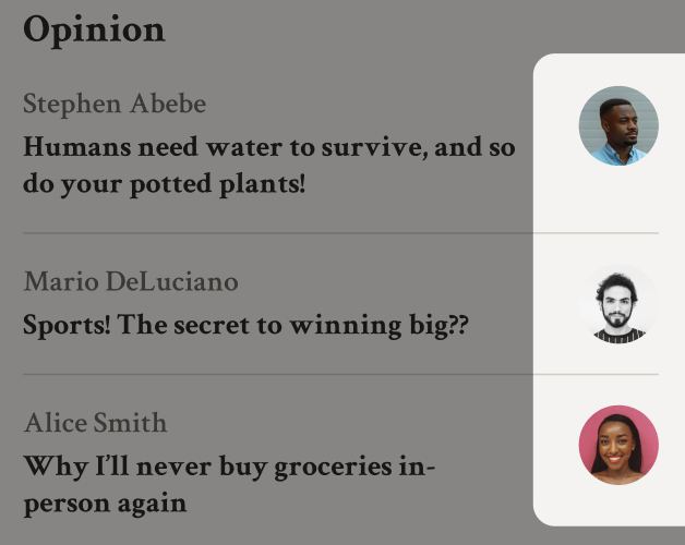 Close-up of the Opinion section on mobile, highlighting the avatars