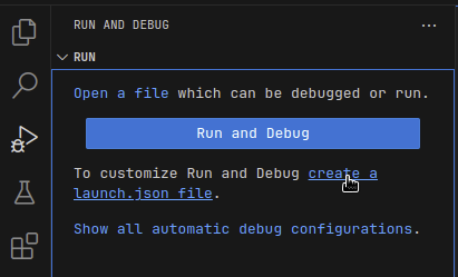 Run and Debug View