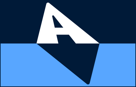 Markdown Accessibility Checker app icon; a letter A on a blue background with a subtle down-pointing arrow as a shadow, looking dramatic like a superhero logo.