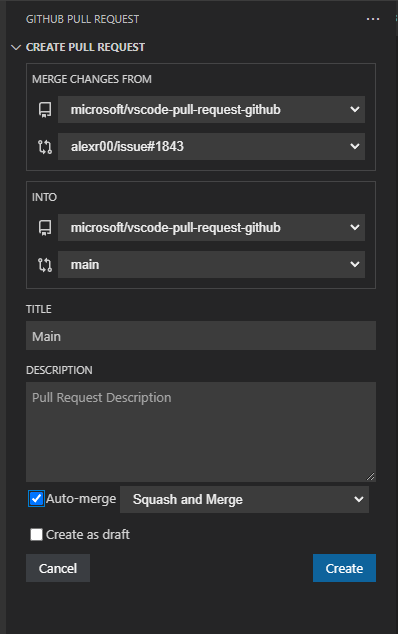 Auto-merge from the create view