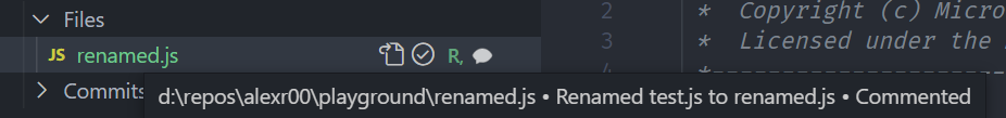 Renamed file tooltip