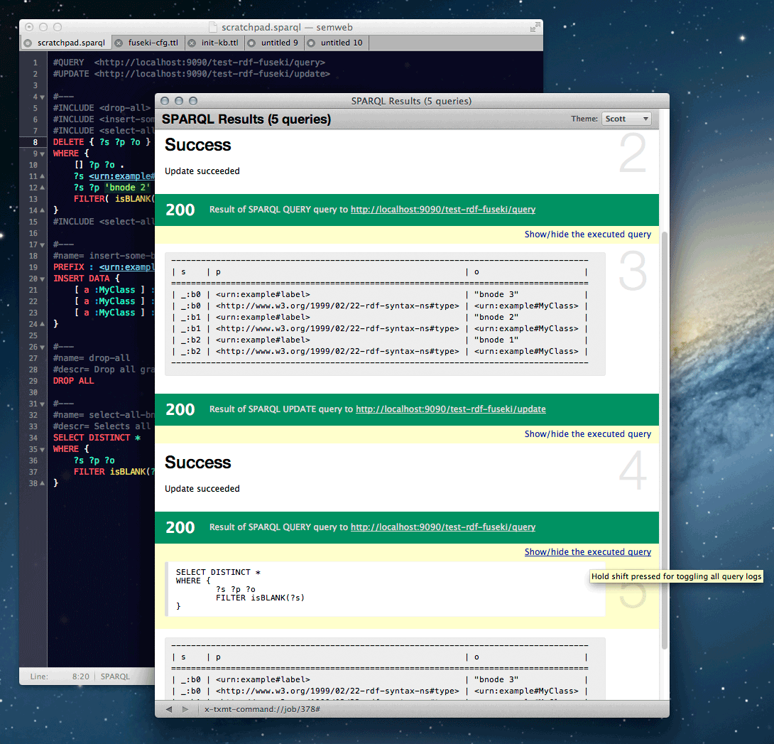 Screenshot of SPARQL result preview window