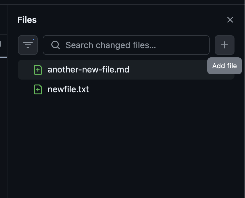 photo of adding a new file from the file tree