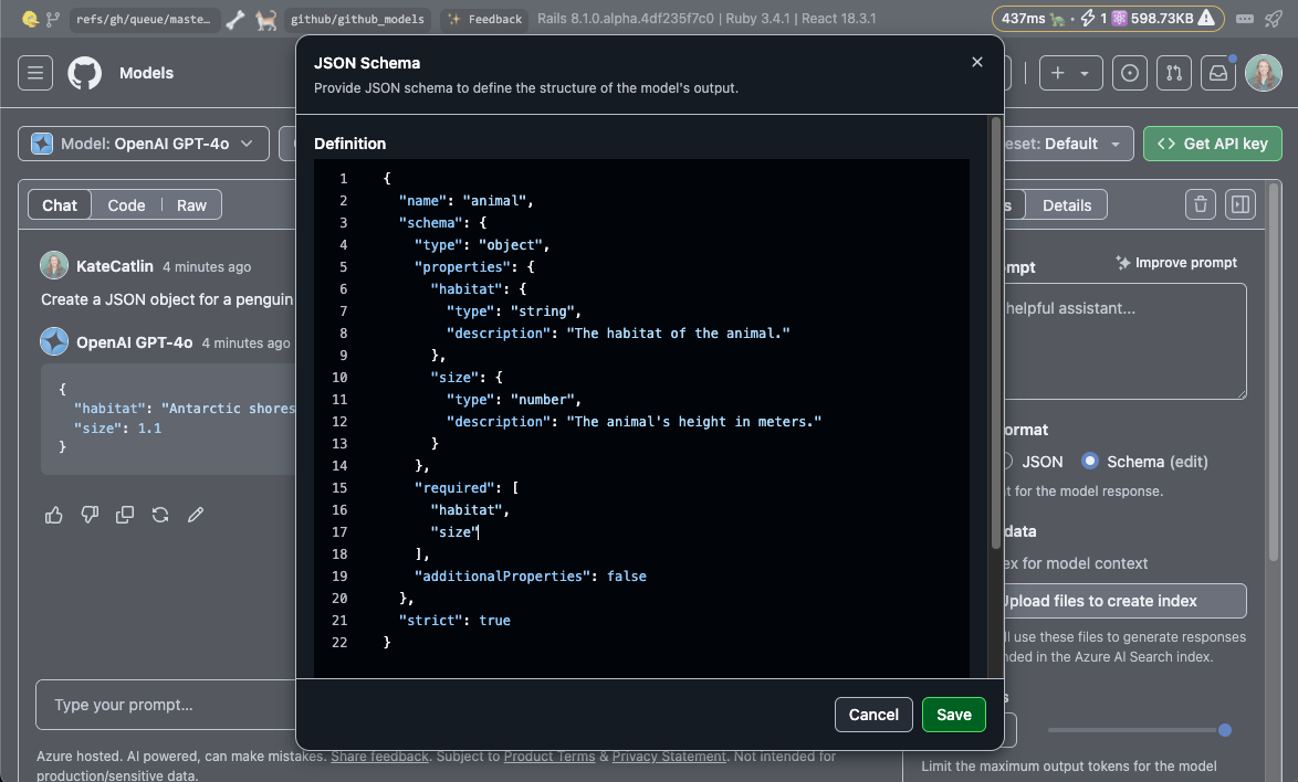 JSON Schema support in Models